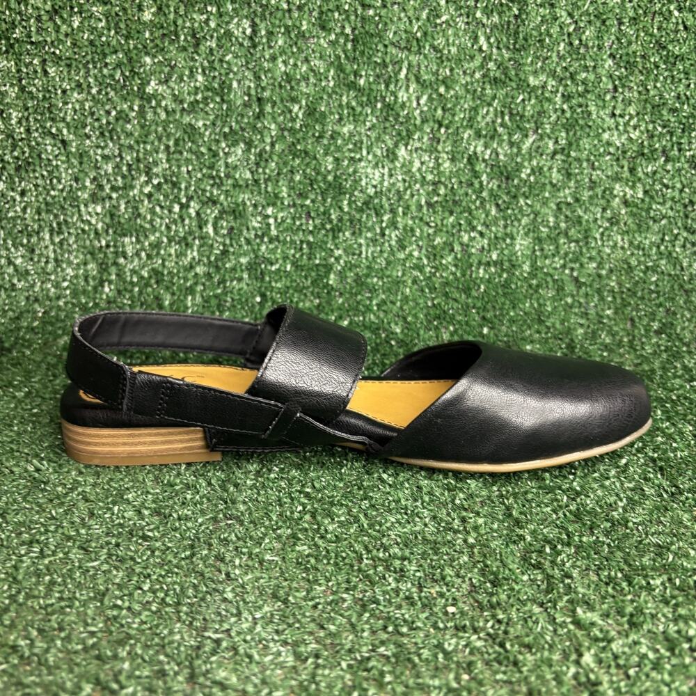 b.o.c. Sandals Slingback Closed Round Toe Flat Comfort Black Womens Size 9.5M - Picture 6 of 12